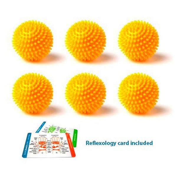 Body Back Company's Porcupine Massage Ball Yellow 6-pack with Reflexology Cards