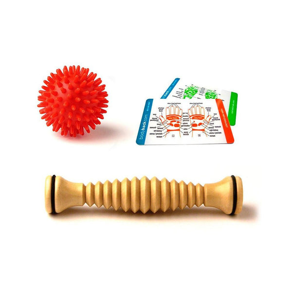 Body Back Company's Wooden Foot Roller and Porcupine Massage Balls - Color Parent