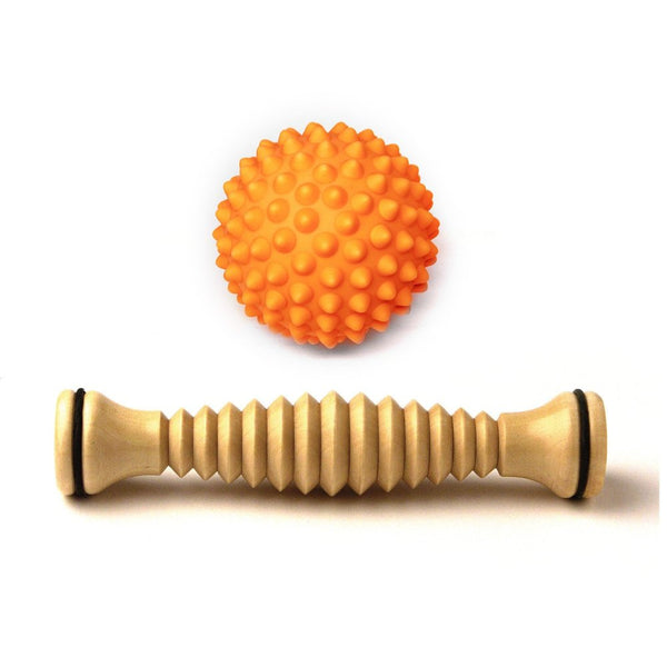 Body Back Company's Wooden Foot Roller and RhinoPro Massage Balls - Color Parent