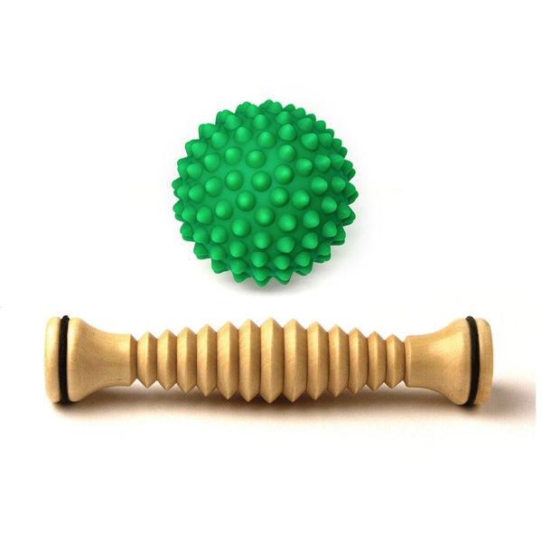 Body Back Company's Wooden Foot Roller and RhinoPro Massage Balls - Color Parent