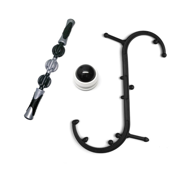 Body Back Company's Body Back Buddy Pro Sport Trigger Point Massage Tool, Massage Roller Ball Black & Deep Trigger Massage Stick 3.0 Bundle